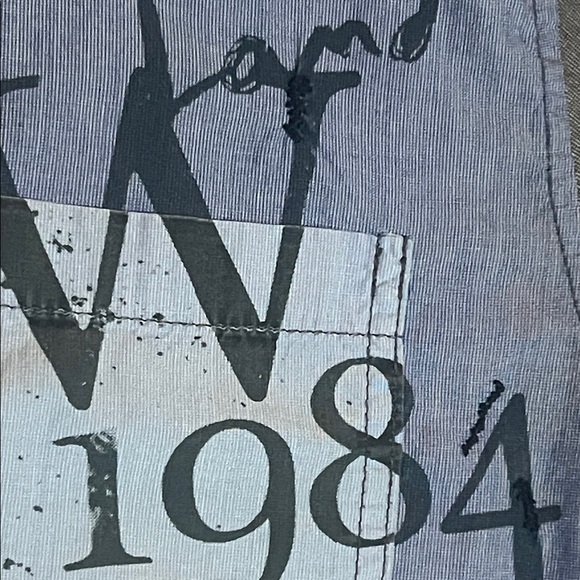 Desigual Graffiti Blue and Grey Men's Button Down Shirt sz S Embroidered Details - Picture 10 of 13